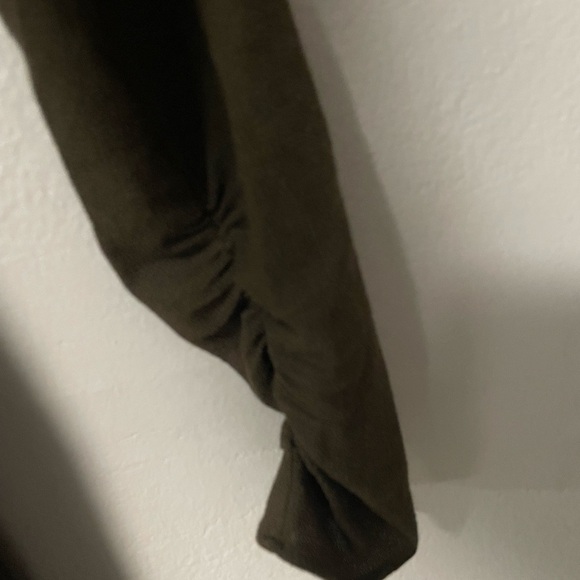 NWT Zara wool blend gathered dress with long sleeves. Dark olive/brown. Small - Picture 8 of 14